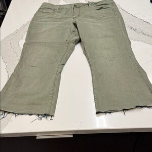 Laurie Felt Olive Cropped Jeans 16P Frayed Hem